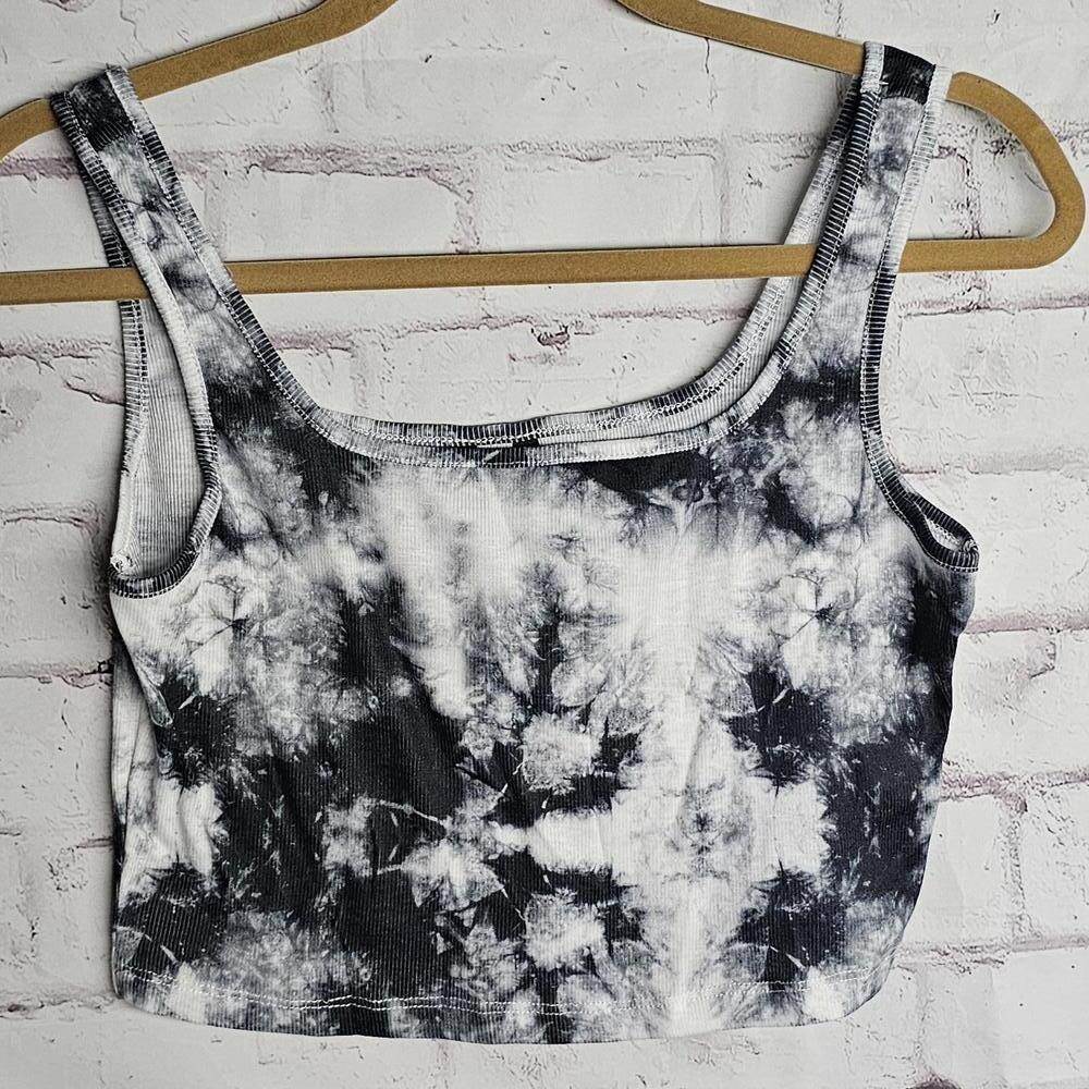 Grey Tie Dye Shein Ribbed Crop